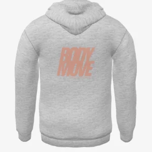 Sweat à capuche gris avec logo bodymove vu de dos