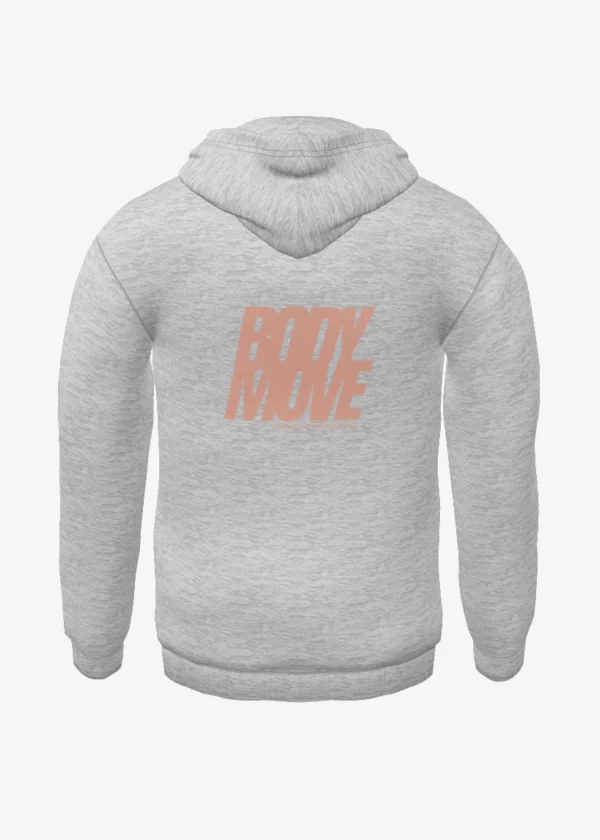 Sweat à capuche gris avec logo bodymove vu de dos